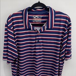 Drake Clothing Company performance patriot striped short sleeve polo shirt M